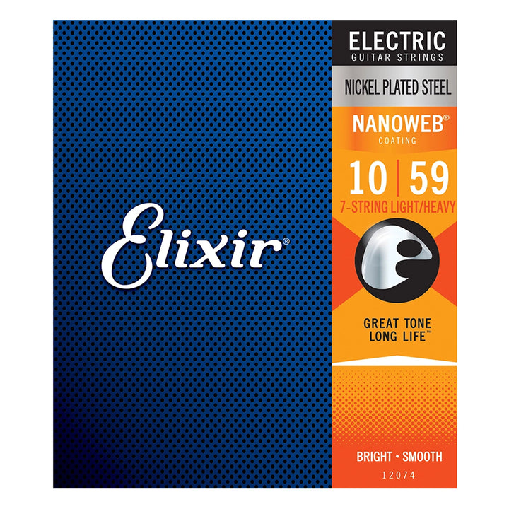 Elixir 12074 Nickel Plated Steel NANOWEB 7-String Light/Heavy Electric Strings .010-.059