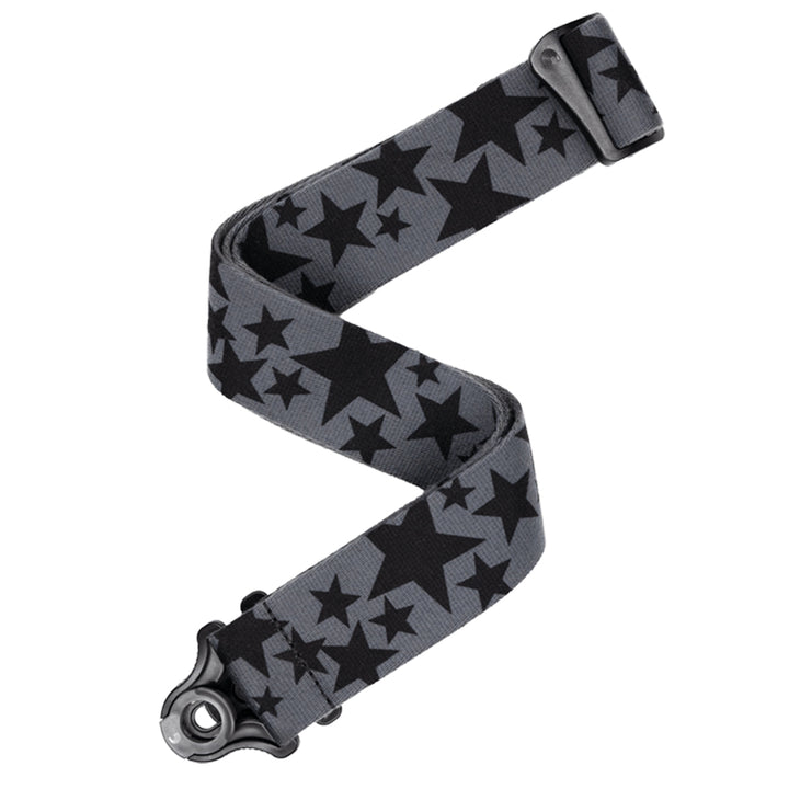 D'Addario  Auto Lock Strap, 50mm - Stars, Black and Grey
