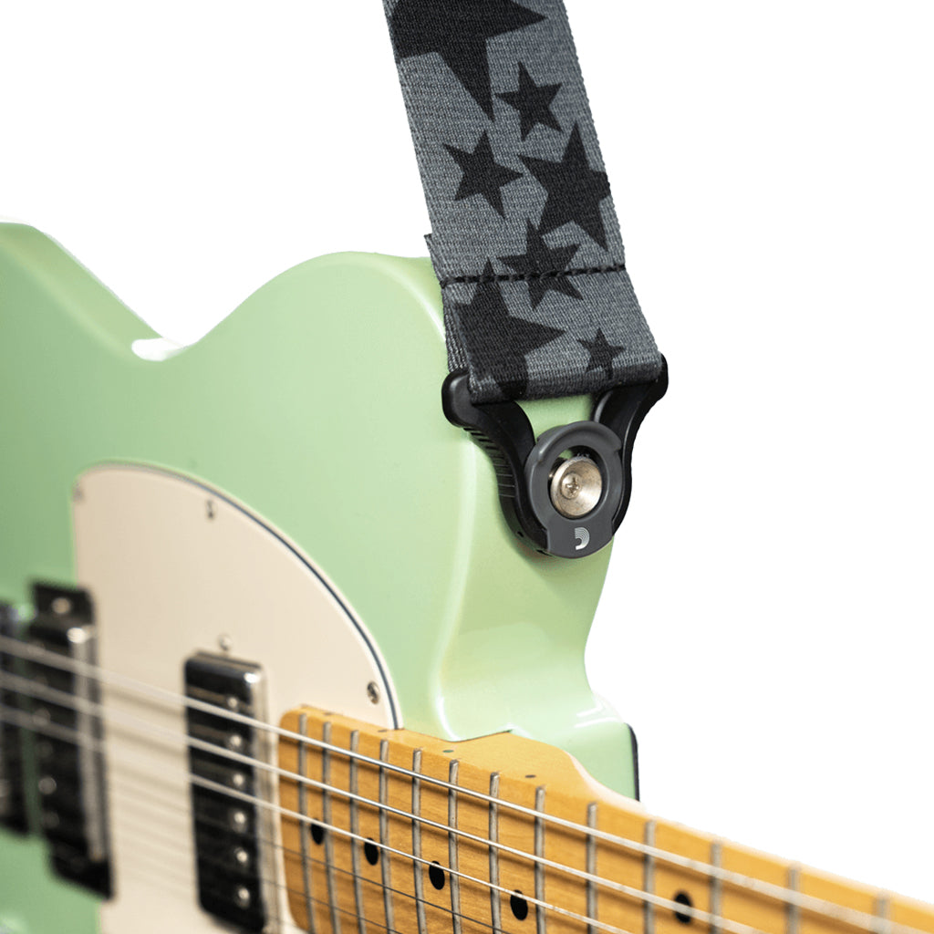 D'Addario  Auto Lock Strap, 50mm - Stars, Black and Grey