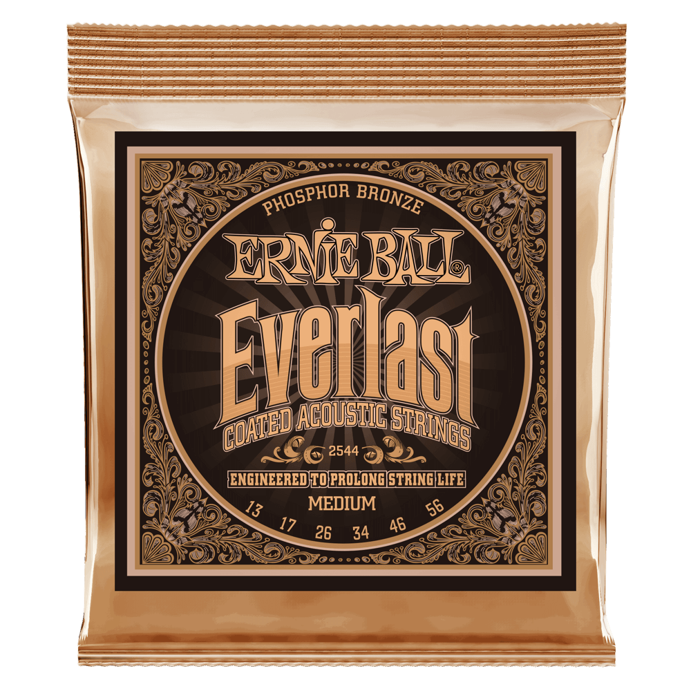 Ernie Ball P02544 Medium Everlast Coated Phosphor Bronze Acoustic Guitar Strings 13-56 Gauge