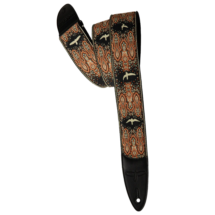 PRS 2" Guitar Strap, Custom Jacquard Birds Fleur - Peach