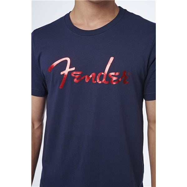 Fender Foil Spaghetti Logo T-Shirt - Blue