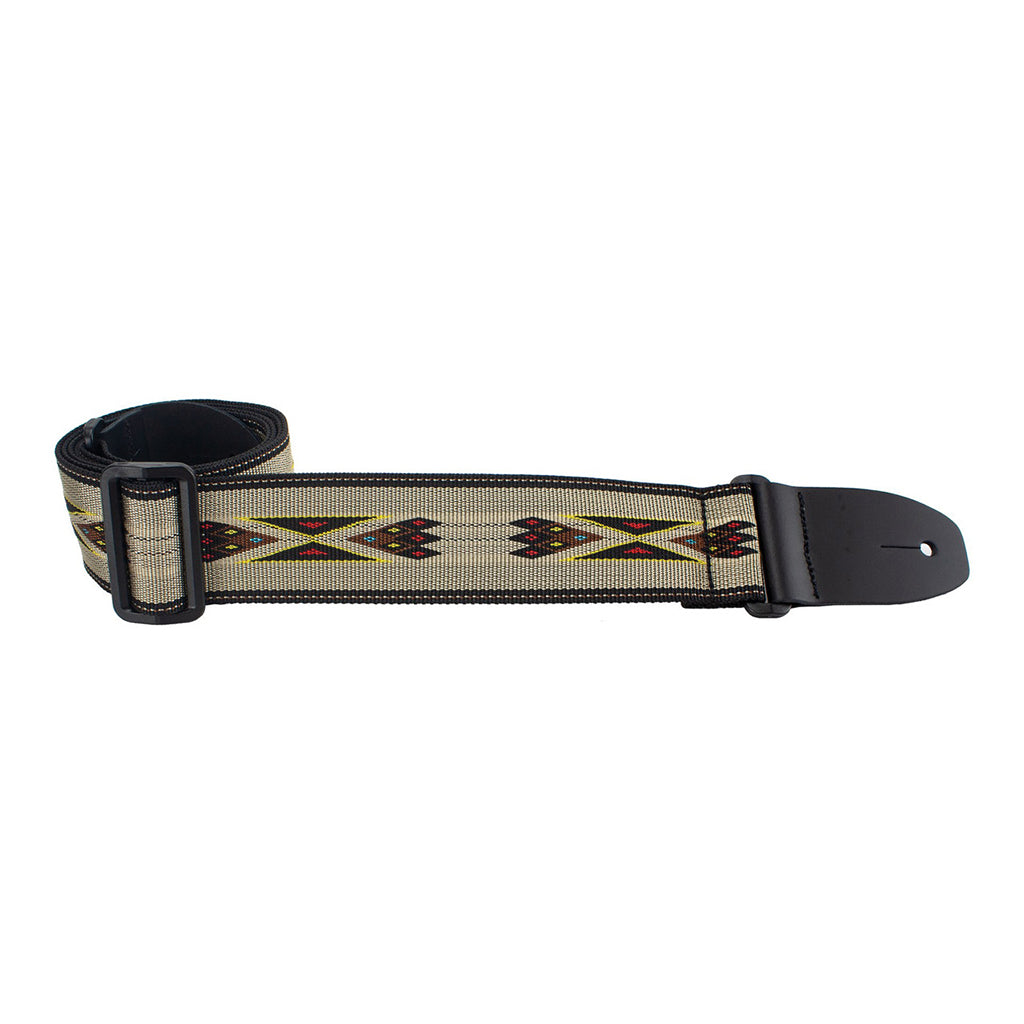 Guitar Straps USA 2" Poly w/ Leather - Beige Aztec