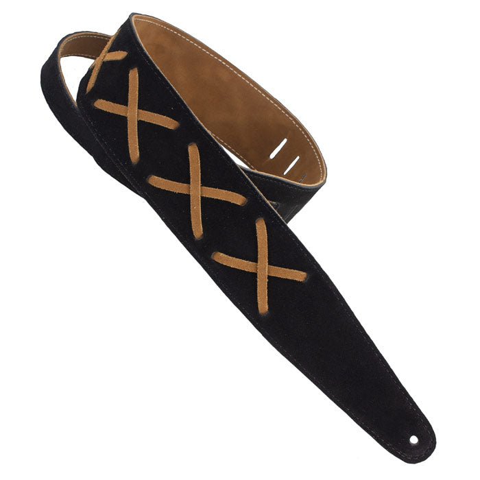 Henry Heller 2.5" DG Suede Strap - Black w/Brown