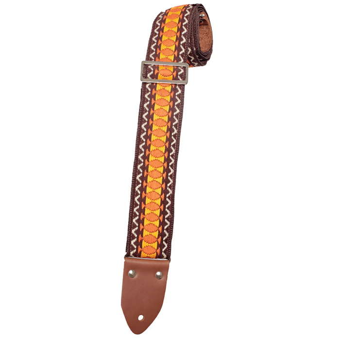 Henry Heller 2" Deluxe Vintage Series Guitar Strap - Brown/Orange/White