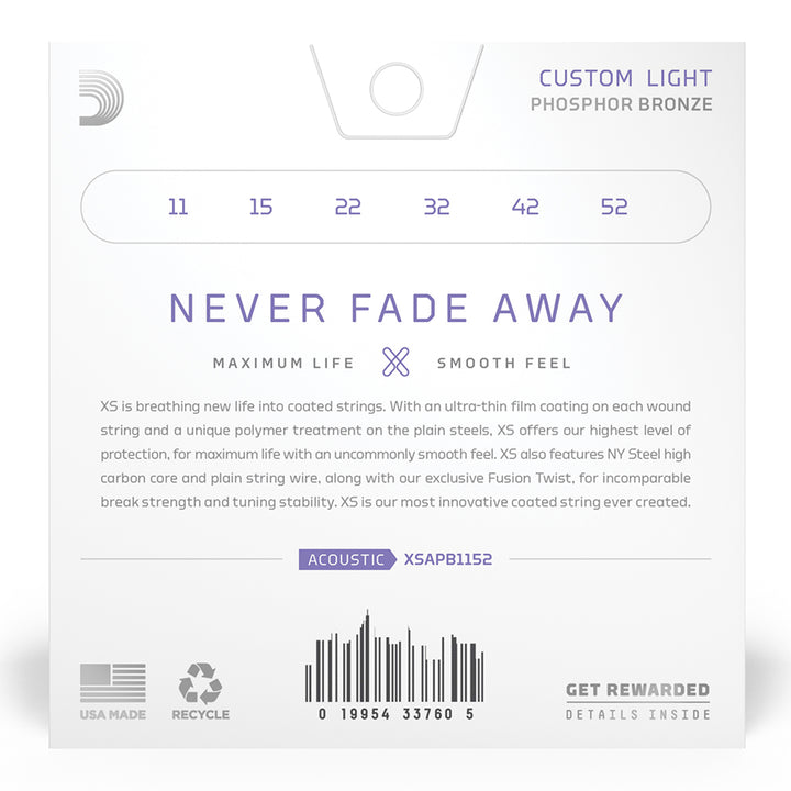 D'Addario XSAPB1152 Acoustic Phosphor Bronze - Light - 11-52