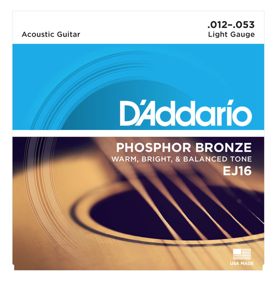 D'Addario EJ16 Phosphor Bronze Light Acoustic Strings 12-53 - Available at Lark Guitars