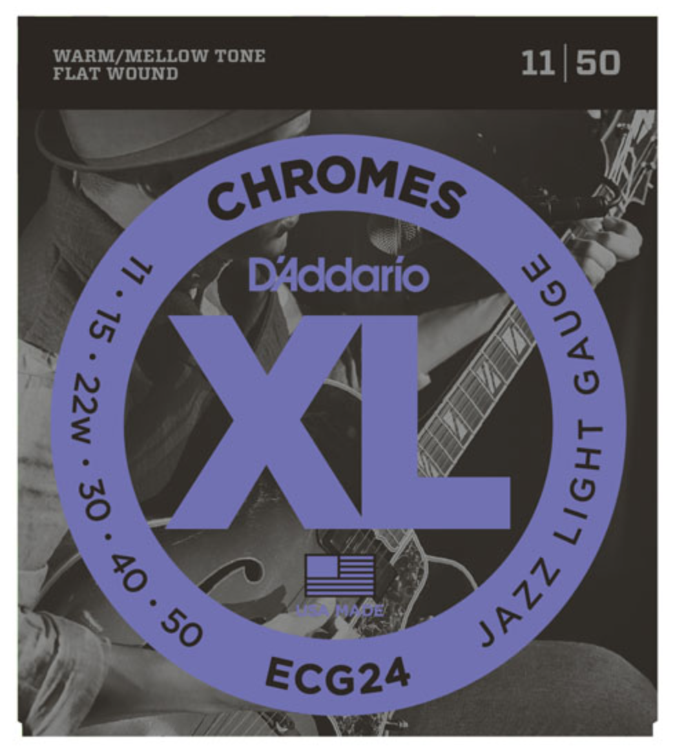 D'Addario ECG24 Chromes Flat Wound Jazz Light Electric Strings 11-50 - Available at Lark Guitars