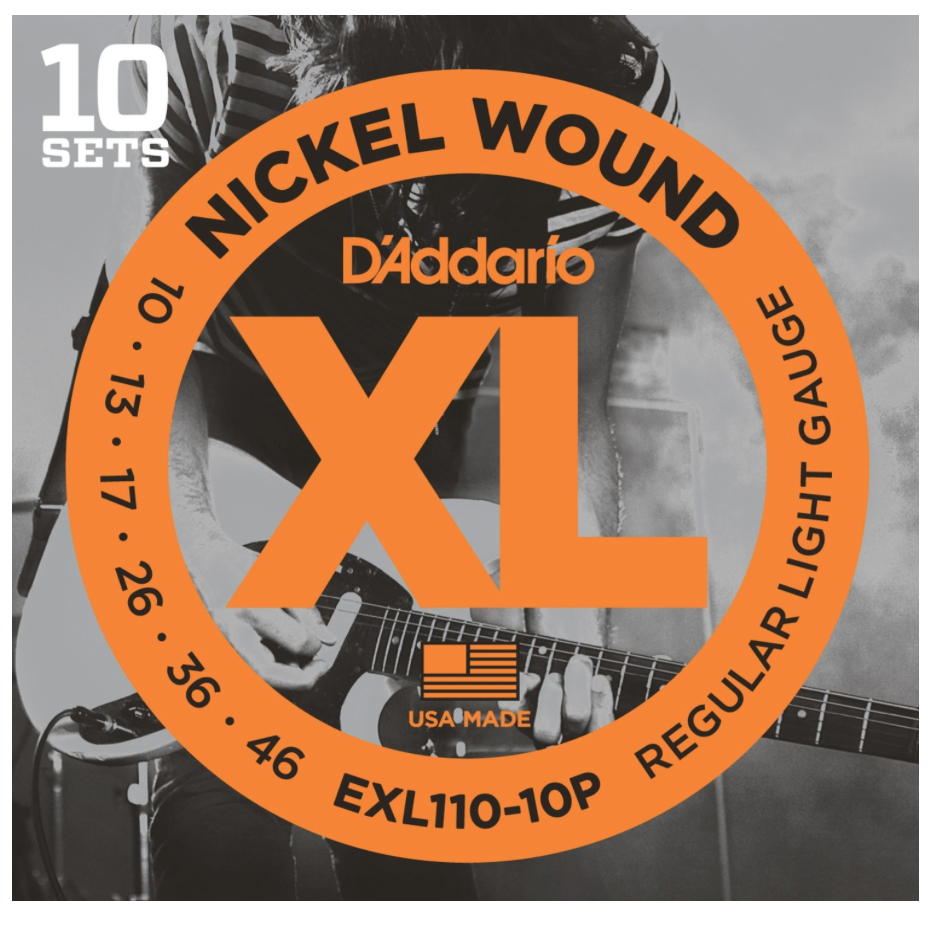 D'Addario EXL110-10P Nickel Wound Regular Light Electric Strings 10-46 - 10-Pack - Available at Lark Guitars