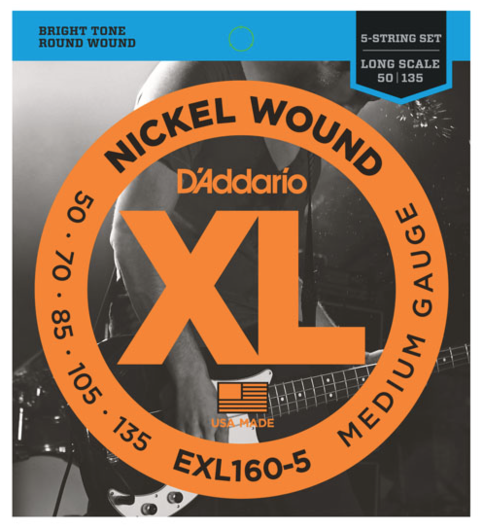D'Addario EXL160-5 5-String Nickel Wound Medium Bass Strings 50-135 - Available at Lark Guitars