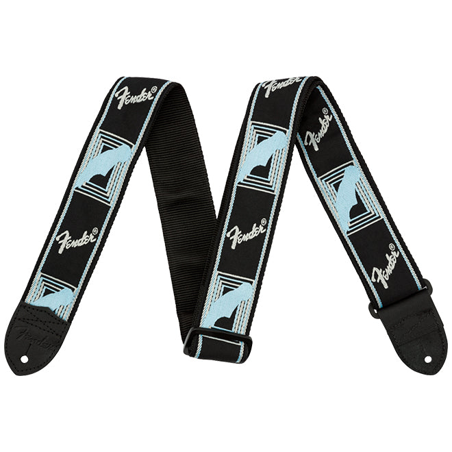 Fender 2" Monogrammed Strap - Black/Light Grey/Blue