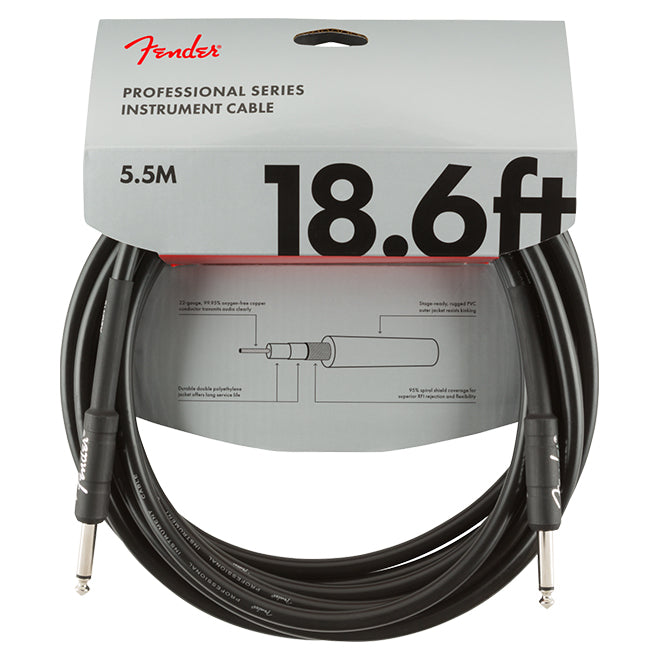 Fender Professional Series Instrument Cable 18.6' - Black
