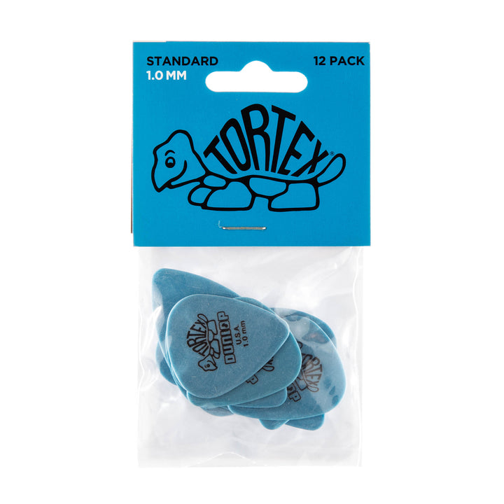 Dunlop 418P1.0 Tortex Standard 1.0mm Blue Picks - 12-Pack