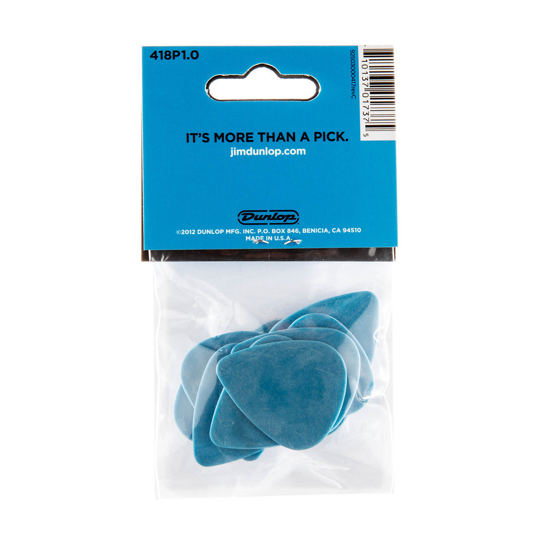 Dunlop 418P1.0 Tortex Standard 1.0mm Blue Picks - 12-Pack