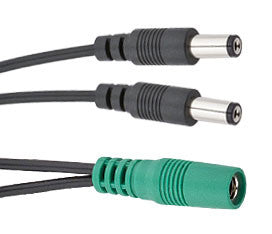 Voodoo Lab PPAP Current Doubler Adapter - Two 2.1mm Straight Barrel to 2.1mm Female - 4” - Available at Lark Guitars