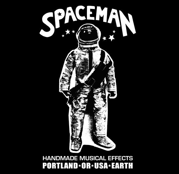 Spaceman Effects T-Shirt Black w/White Print - Small - Available at Lark Guitars