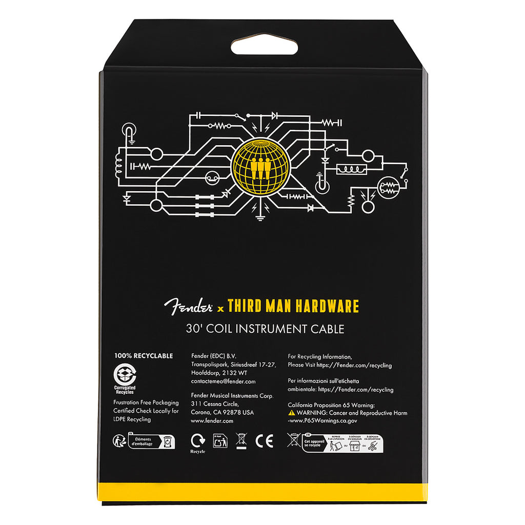 Fender x Third Man Hardware Coil Instrument Cable - Yellow 30 feet