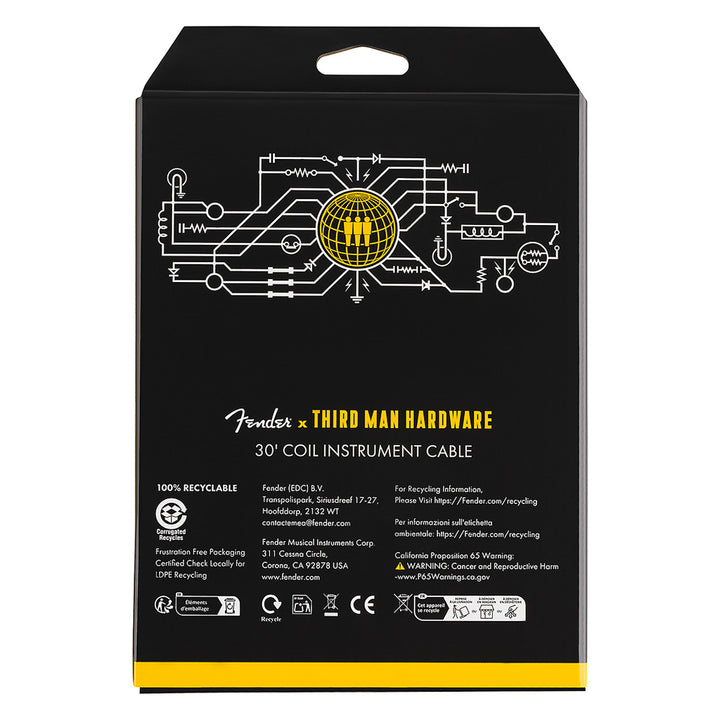 Fender x Third Man Hardware Coil Instrument Cable - Yellow 30 feet