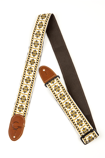 Gretsch 2" G Brand Diamond Strap - Brown Ends
