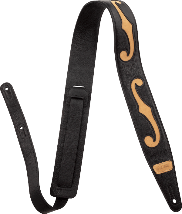 Gretsch 3" F-Holes Leather Strap - Black/Tan