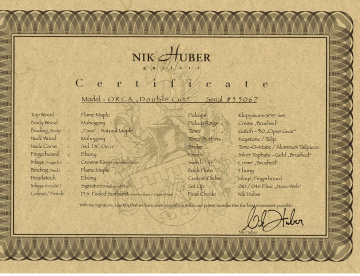 Nik Huber Orca Double Cut - Faded Sunburst (067)