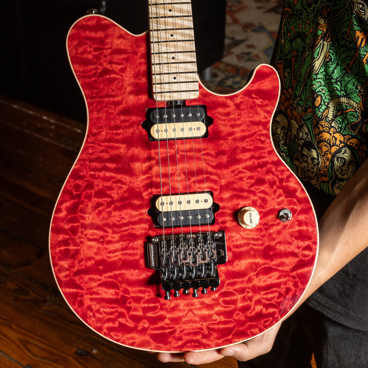 Ernie Ball Music Man 30th Anniversary Axis Electric Guitar - Translucent Red Quilt