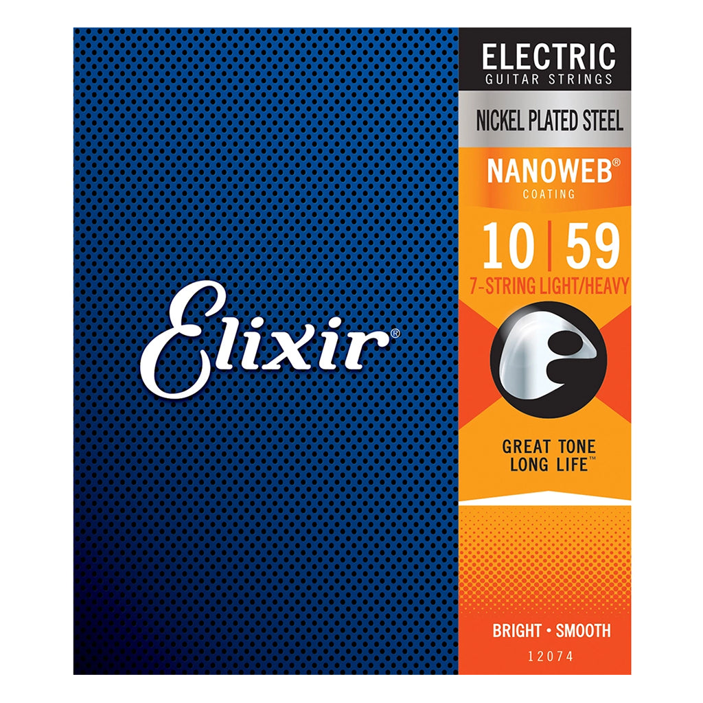 Elixir 12074 Nickel Plated Steel NANOWEB 7-String Light/Heavy Electric Strings .010-.059