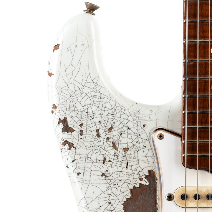 Fender Custom Shop Masterbuilt Greg Fessler 1969 Racing Stripe Stratocaster Relic - Olympic White with Red Competition Stripes (806)
