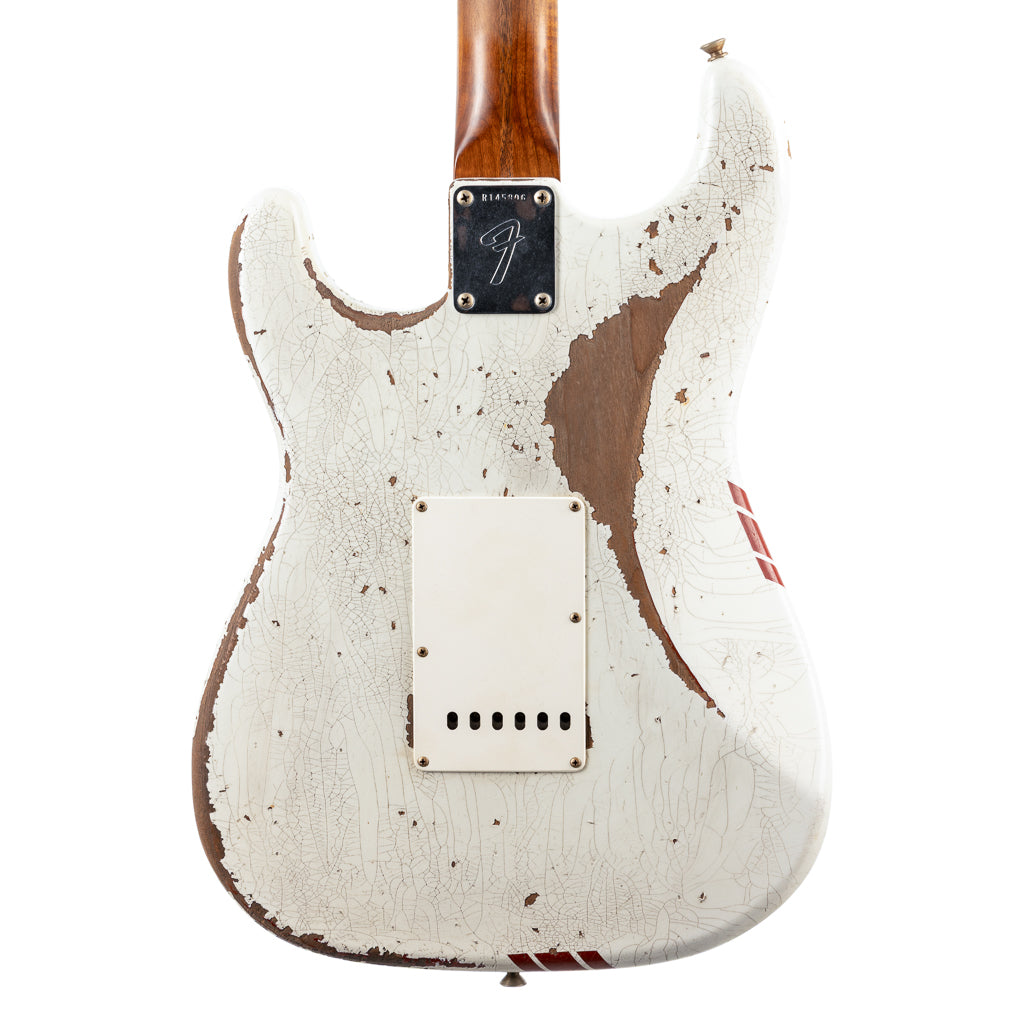 Fender Custom Shop Masterbuilt Greg Fessler 1969 Racing Stripe Stratocaster Relic - Olympic White with Red Competition Stripes (806)