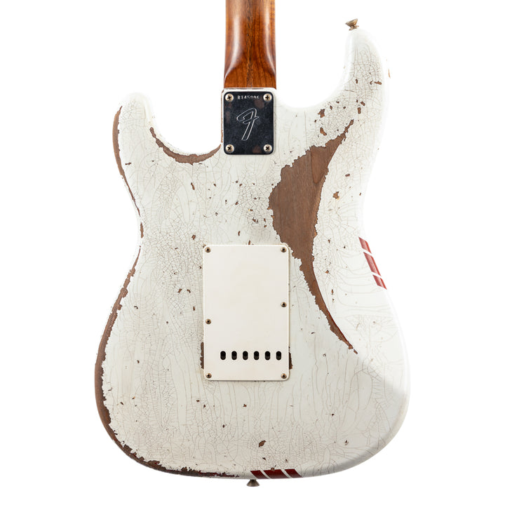 Fender Custom Shop Masterbuilt Greg Fessler 1969 Racing Stripe Stratocaster Relic - Olympic White with Red Competition Stripes (806)