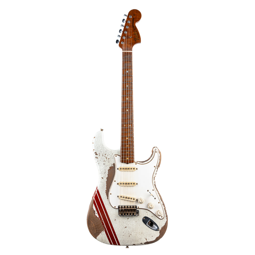 Fender Custom Shop Masterbuilt Greg Fessler 1969 Racing Stripe Stratocaster Relic - Olympic White with Red Competition Stripes (806)