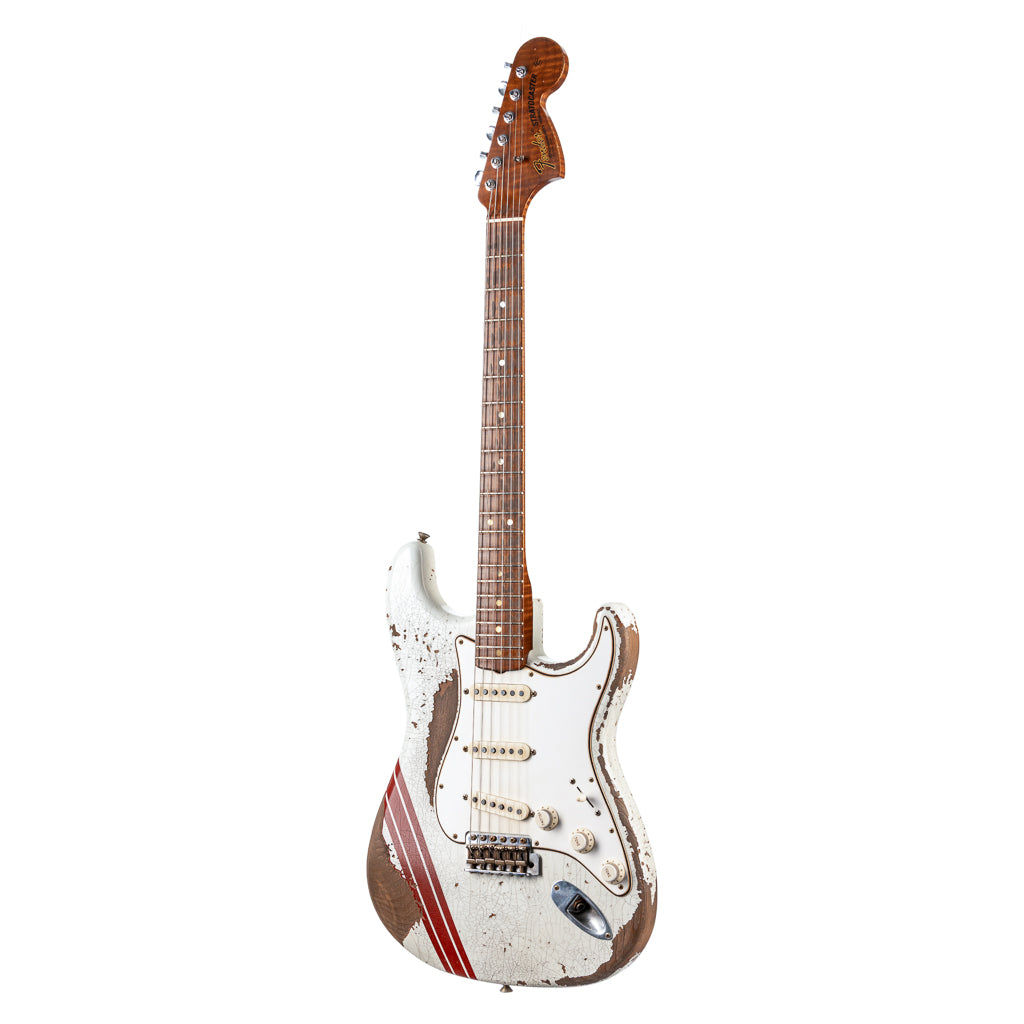 Fender Custom Shop Masterbuilt Greg Fessler 1969 Racing Stripe Stratocaster Relic - Olympic White with Red Competition Stripes (806)