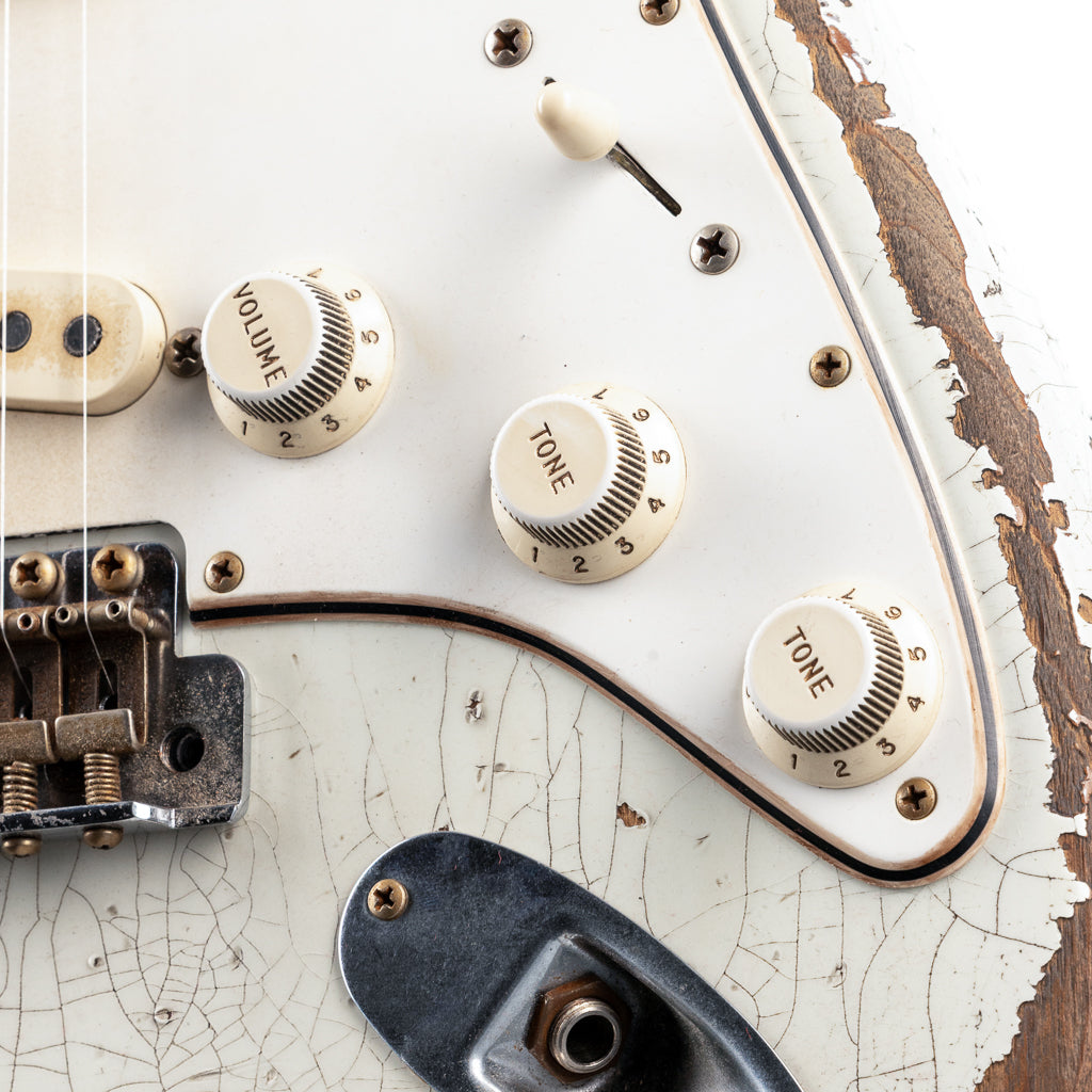Fender Custom Shop Masterbuilt Greg Fessler 1969 Racing Stripe Stratocaster Relic - Olympic White with Red Competition Stripes (806)