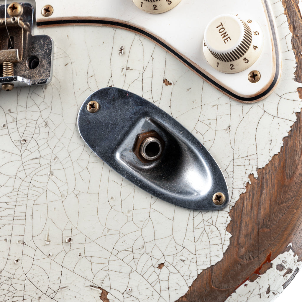 Fender Custom Shop Masterbuilt Greg Fessler 1969 Racing Stripe Stratocaster Relic - Olympic White with Red Competition Stripes (806)