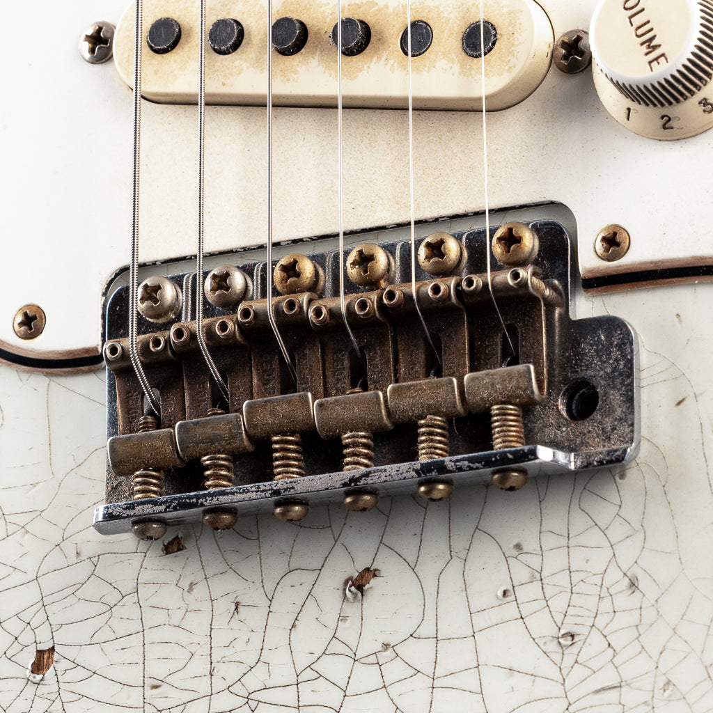 Fender Custom Shop Masterbuilt Greg Fessler 1969 Racing Stripe Stratocaster Relic - Olympic White with Red Competition Stripes (806)