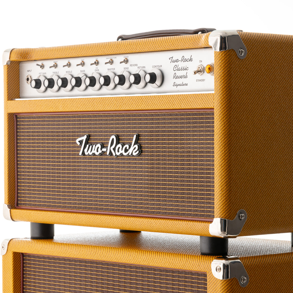 Two-Rock Classic Reverb Signature 100/50 Head Silver Chassis & 2x12 Cabinet - Vintage Tweed/Oxblood Gold Stripe Grill