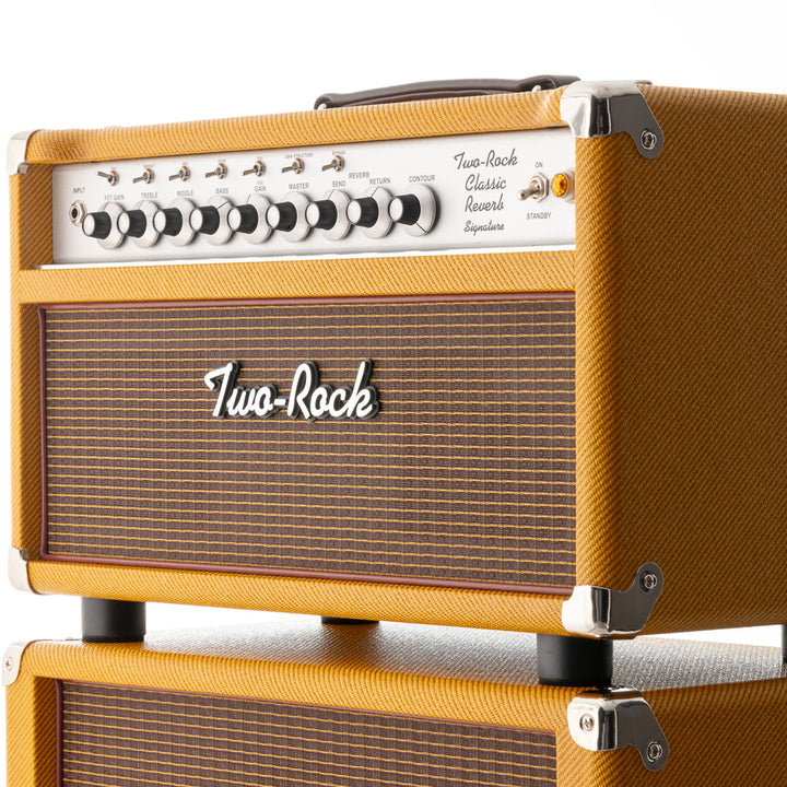 Two-Rock Classic Reverb Signature 100/50 Head Silver Chassis & 2x12 Cabinet - Vintage Tweed/Oxblood Gold Stripe Grill