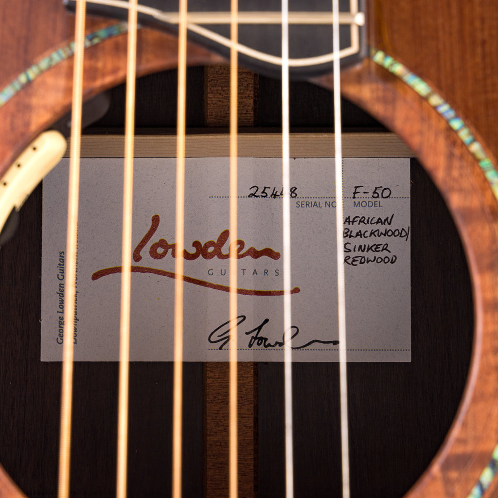 Lowden F-50 with Arm Bevel, L.R. Baggs, Sinker Redwood, African Blackwood (448)