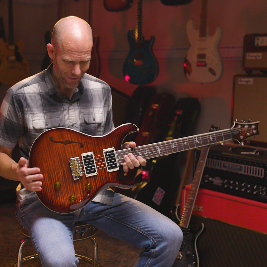 PRS SE Custom 24 Semi-Hollow Piezo - Orange Tiger Smokeburst (453)