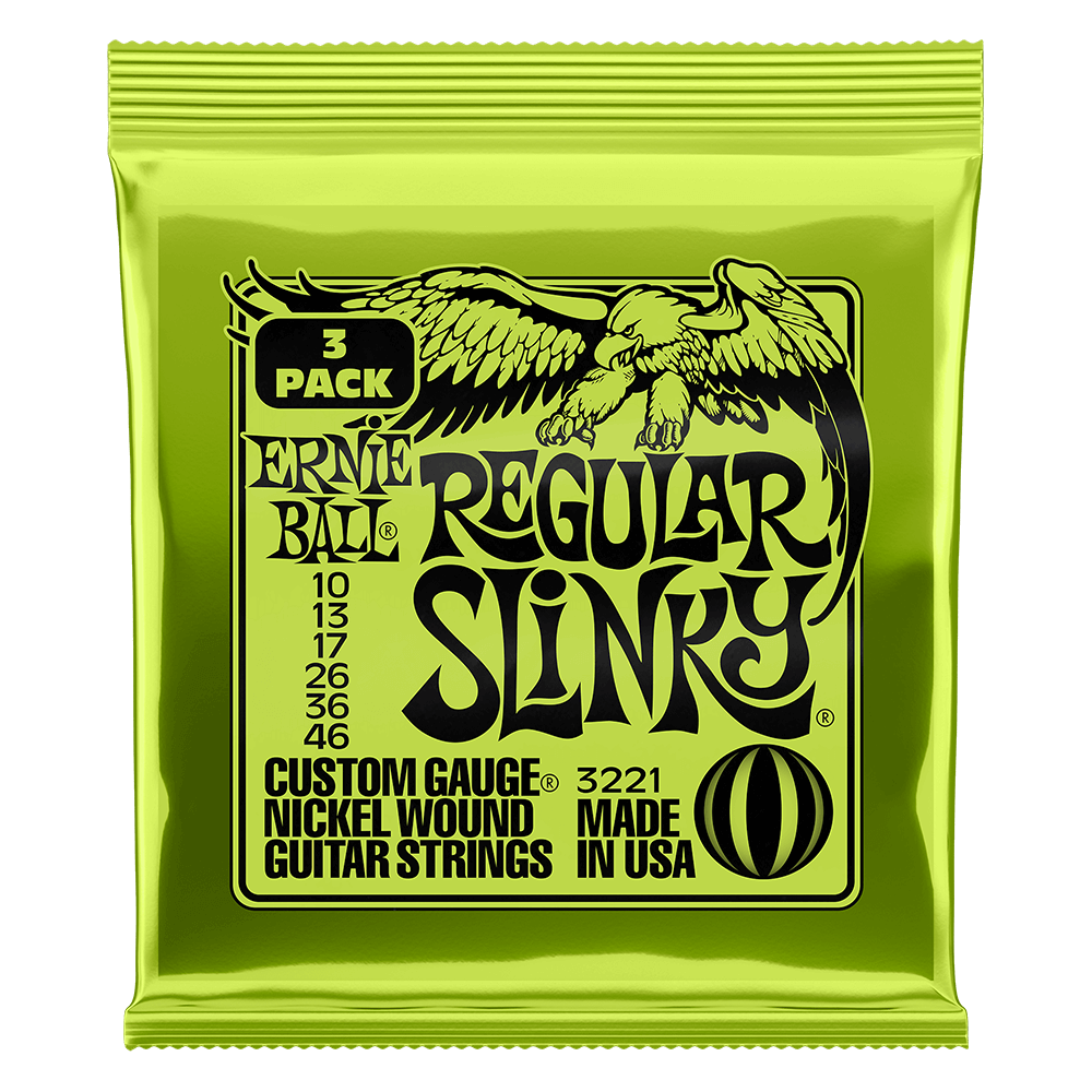 Ernie Ball 3221 Regular Slinky Nickel Wound Electric Guitar Strings - 10-46 - 3 Pack