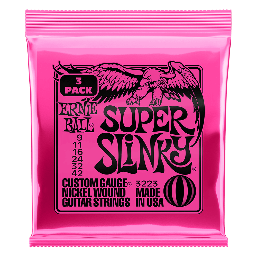 Ernie Ball 3223 Super Slinky Nickel Wound Electric Guitar Strings - 9-42 - 3 Pack