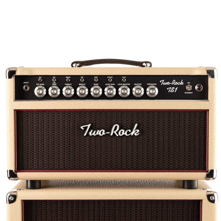 Two-Rock TS1 100/50 Watt Head, Black Chassis and 2x12 Cabinet - Blonde/Oxblood Grille