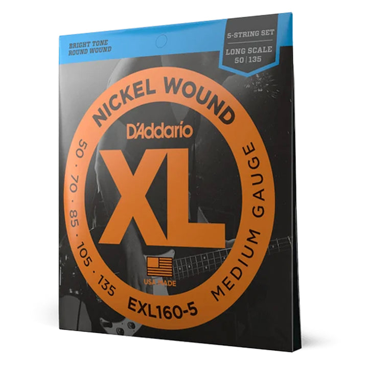 D'Addario EXL160-5 5-String Nickel Wound Medium Bass Strings 50-135