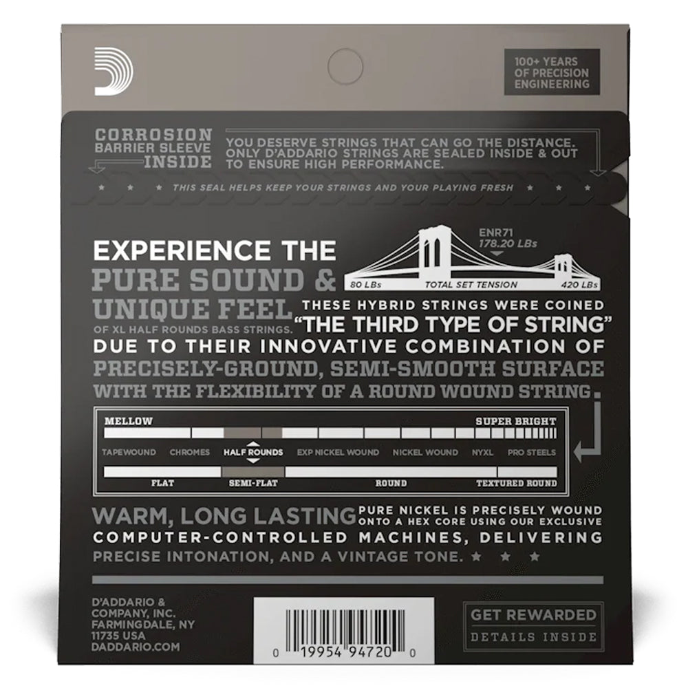 D'Addario ENR71 Half Rounds Regular Light Bass Strings 45-100