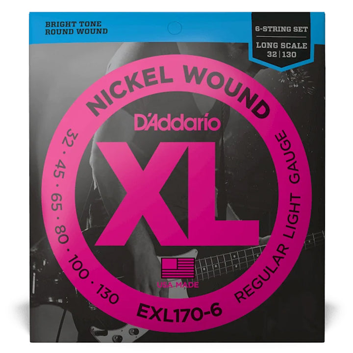D'Addario EXL170-6 6-String Nickel Wound Regular Light Bass Strings 32-130