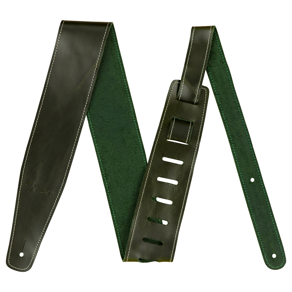Fender Broken-In Leather Strap - Green
