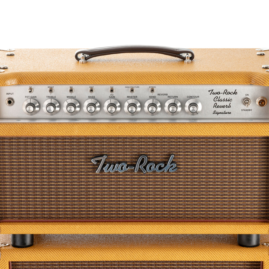 Two-Rock Classic Reverb Signature 100/50 Head Silver Chassis & 2x12 Cabinet - Vintage Tweed/Oxblood Gold Stripe Grill