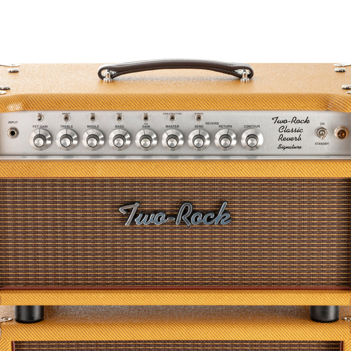 Two-Rock Classic Reverb Signature 100/50 Head Silver Chassis & 2x12 Cabinet - Vintage Tweed/Oxblood Gold Stripe Grill