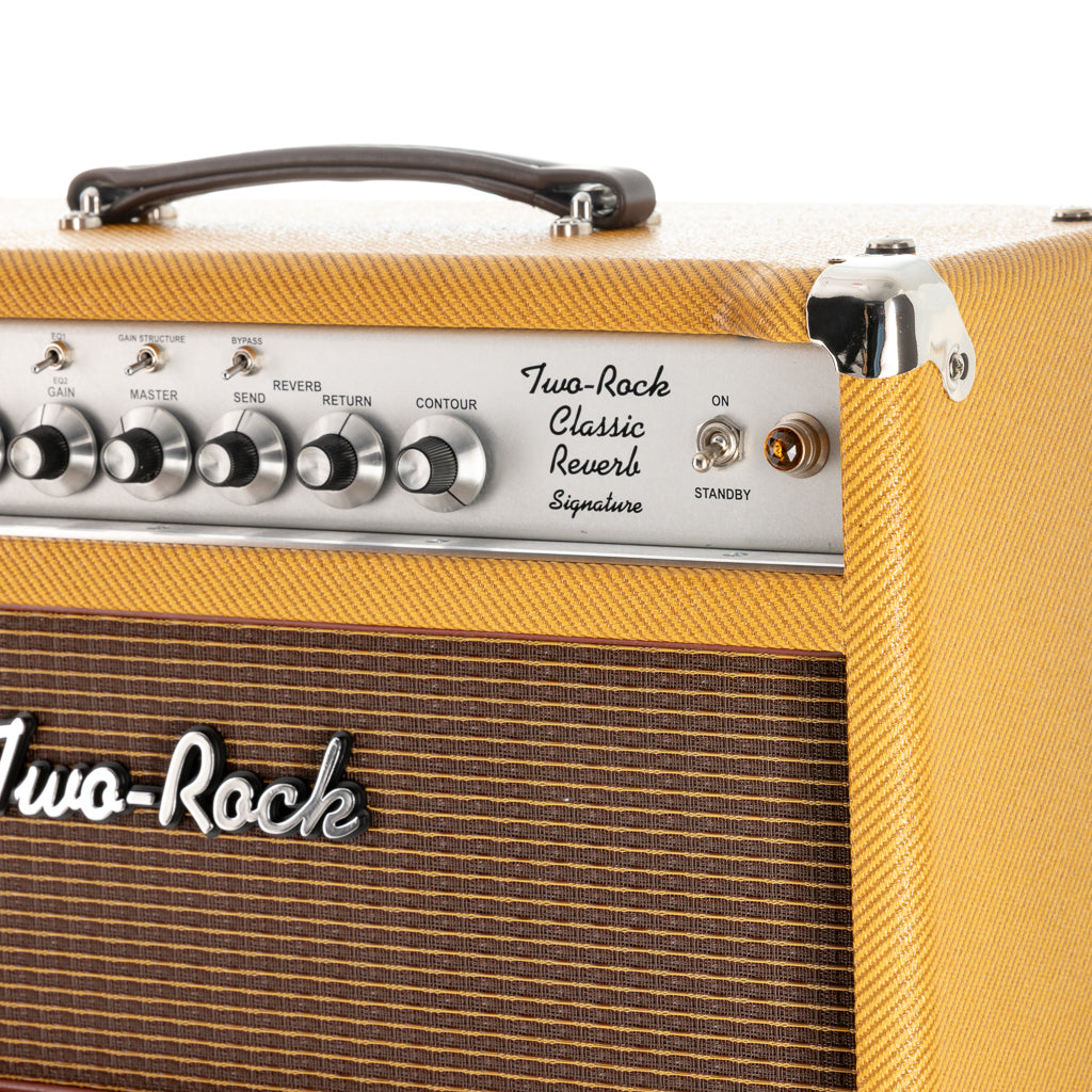 Two-Rock Classic Reverb Signature 100/50 Head Silver Chassis & 2x12 Cabinet - Vintage Tweed/Oxblood Gold Stripe Grill