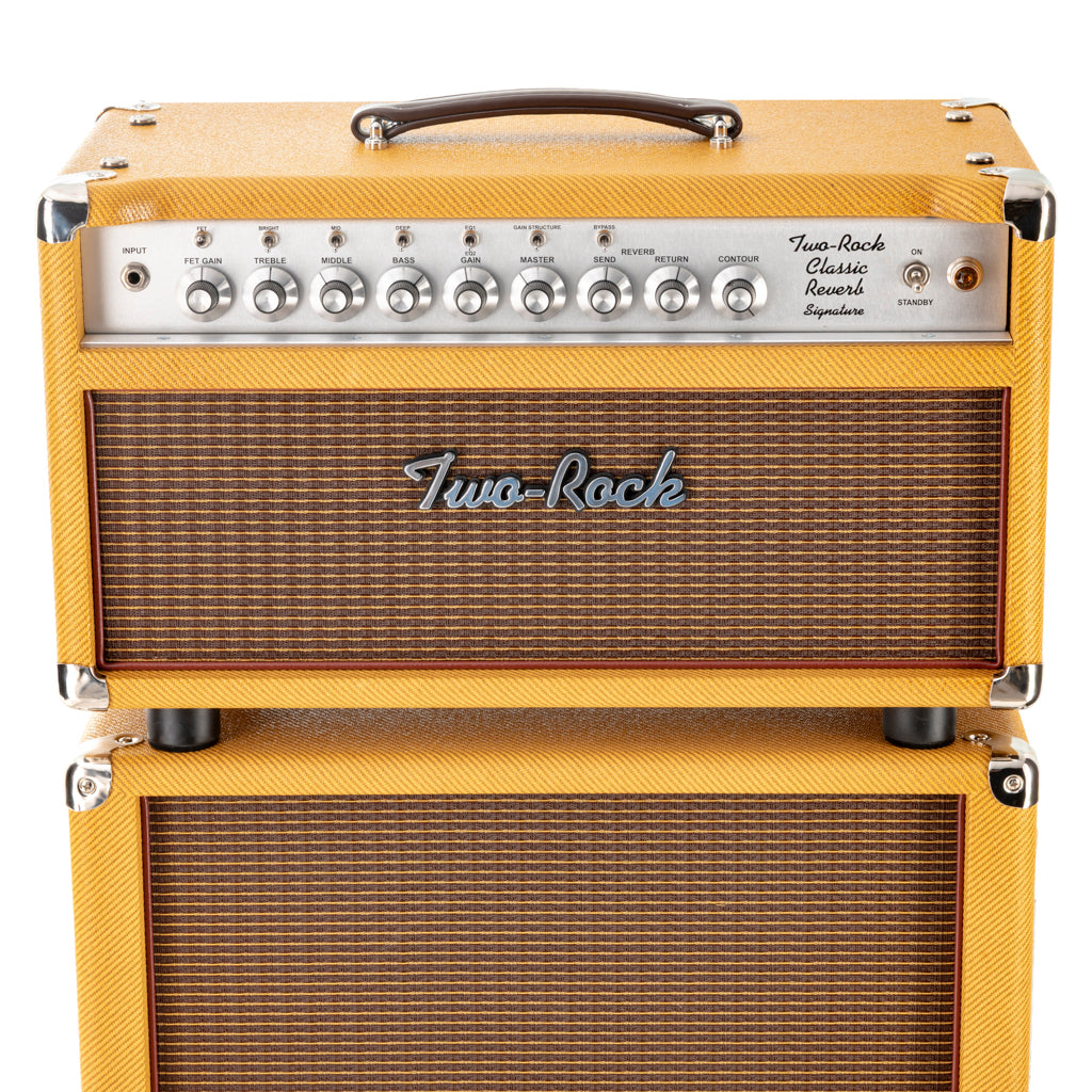 Two-Rock Classic Reverb Signature 100/50 Head Silver Chassis & 2x12 Cabinet - Vintage Tweed/Oxblood Gold Stripe Grill